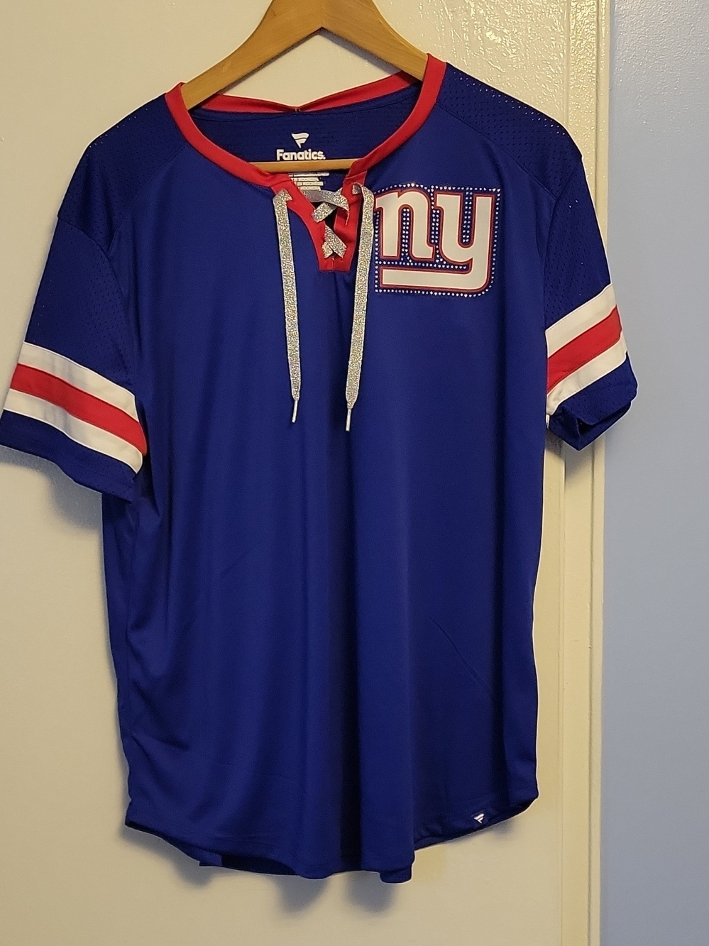 Fanatics Men’s New York Blue Lace-Up Short Sleeve Shirt